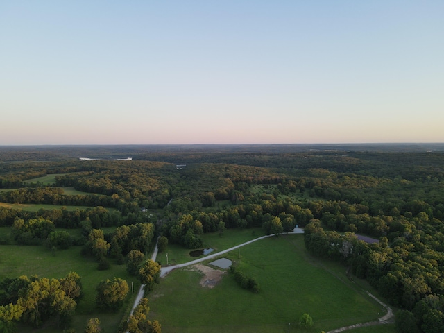 view of aerial view at dusk