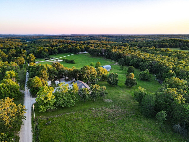 view of aerial view at dusk