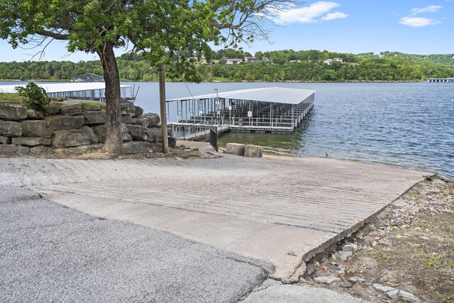 dock area featuring a water view