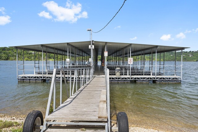 view of dock featuring a water view