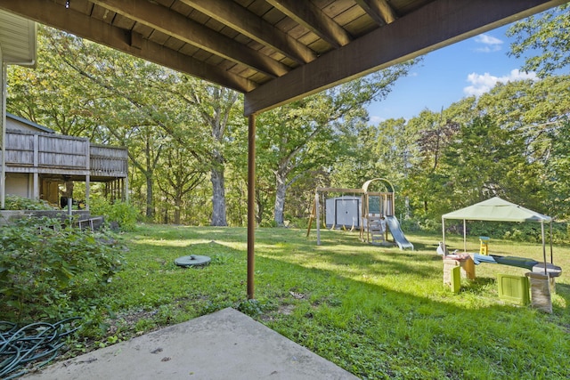 view of yard with a playground