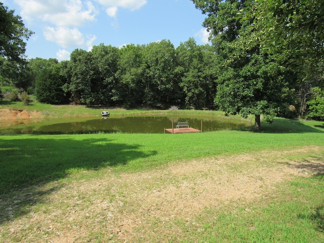 view of yard with a water view