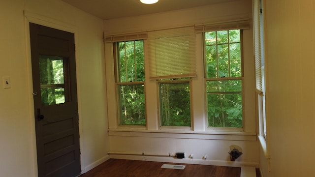 doorway with hardwood / wood-style flooring and a wealth of natural light