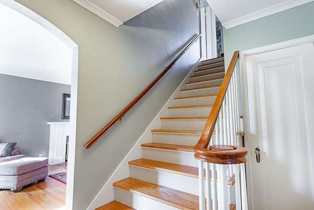 1011 E University St, Springfield, MO 65807 - staircase with wood finished floors