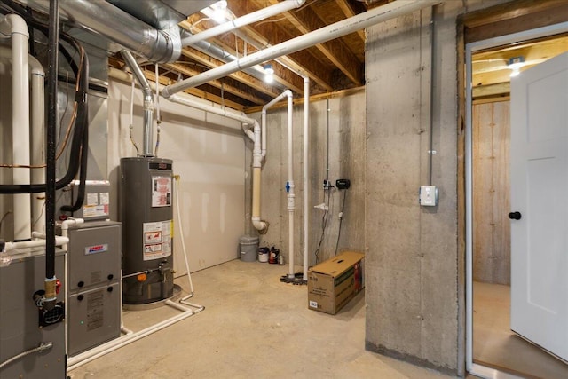 utility room featuring gas water heater