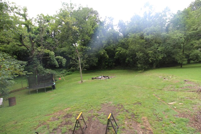 view of yard featuring a trampoline