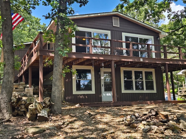 view of front of property with a deck