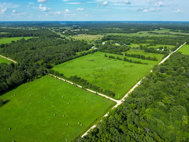 birds eye view of property with a rural view