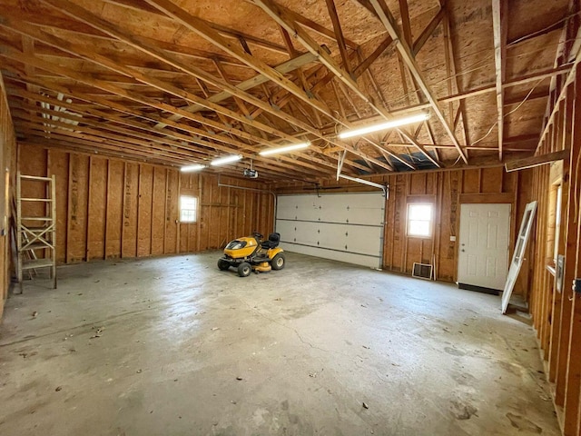 garage with a garage door opener