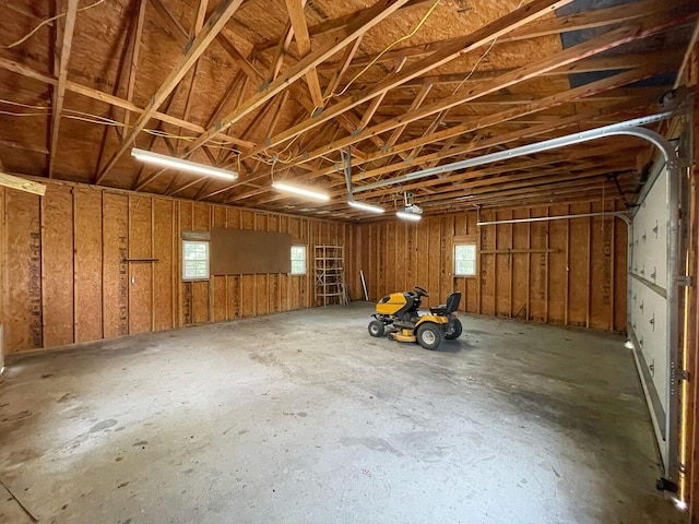 garage with a garage door opener