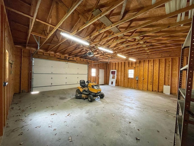 garage with a garage door opener