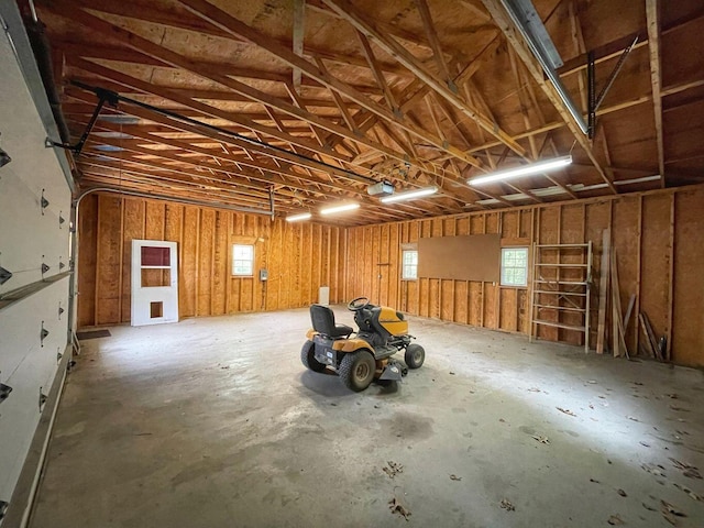 garage with a garage door opener