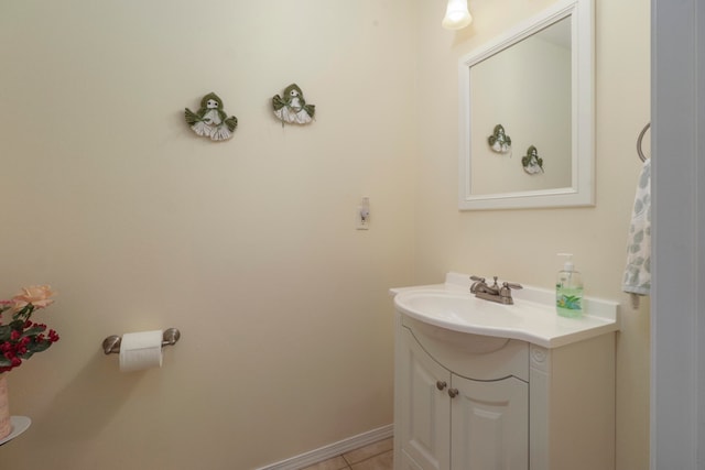 bathroom with tile patterned flooring and vanity