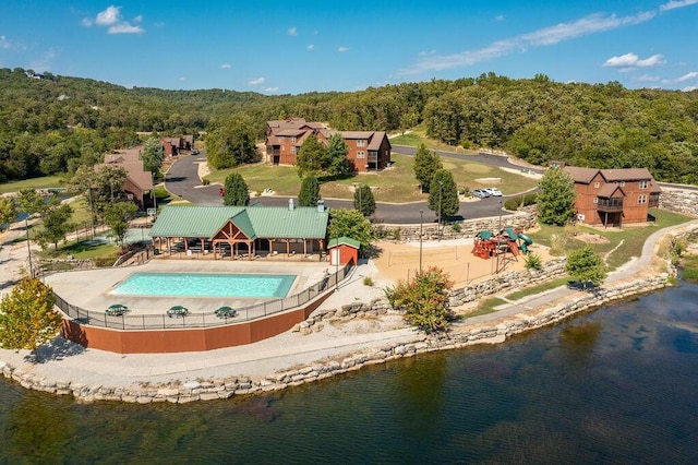 bird's eye view featuring a water view