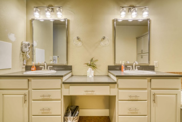 bathroom with tile patterned floors and vanity