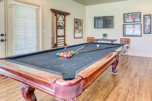 rec room with pool table and wood-type flooring