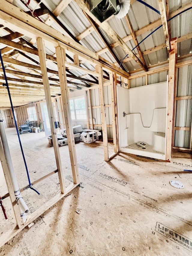 misc room with lofted ceiling