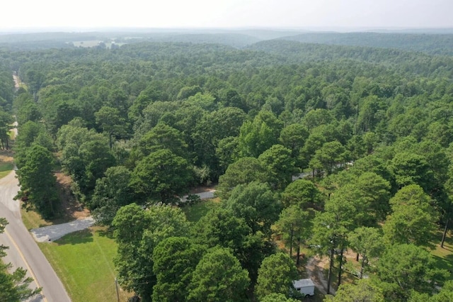 birds eye view of property featuring a forest view
