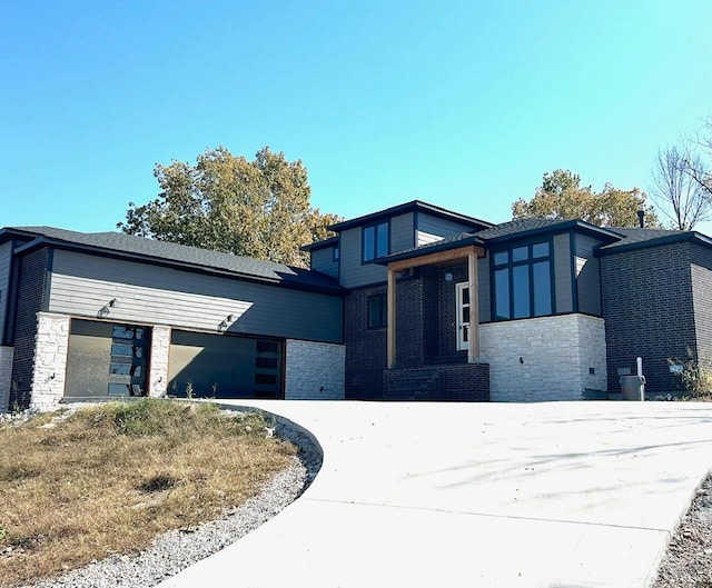 contemporary home with a garage