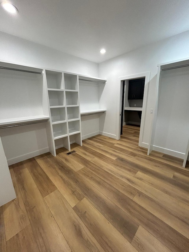 spacious closet with light wood-type flooring