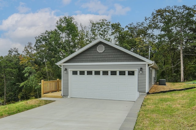 garage featuring central air condition unit