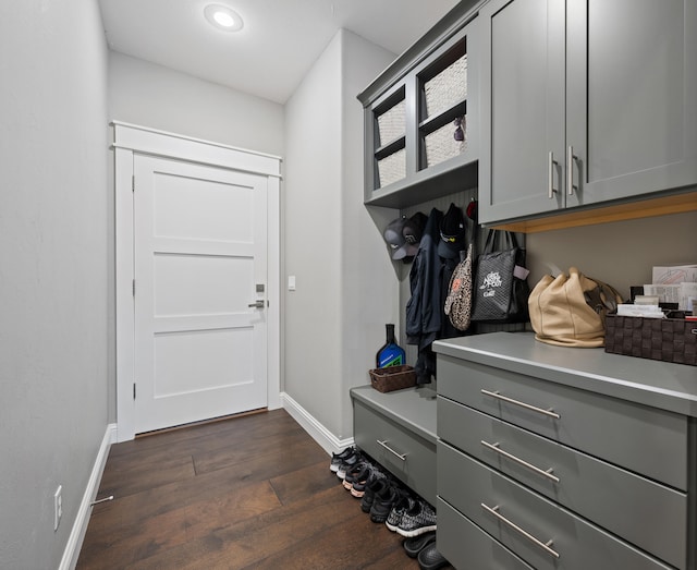 mudroom with dark hardwood / wood-style floors