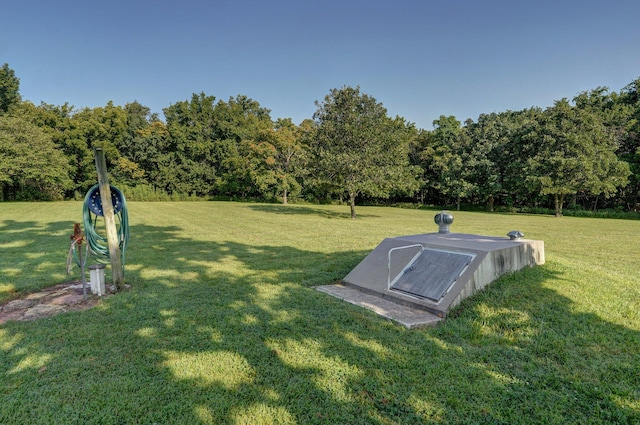 entry to storm shelter with a lawn