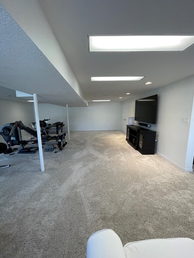 basement with carpet floors