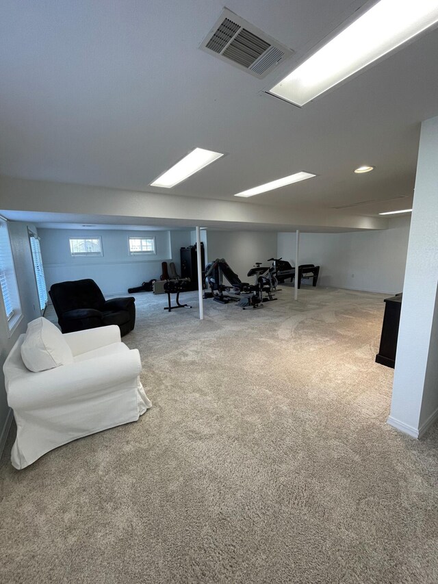 interior space featuring carpet flooring