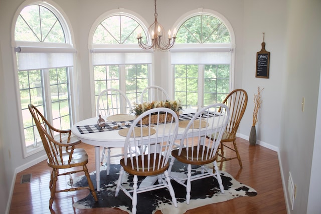 dining space featuring hardwood / wood-style flooring and a wealth of natural light