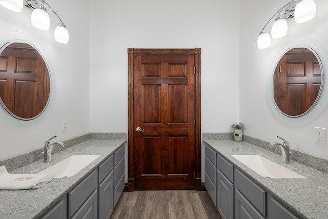 bathroom featuring wood-type flooring and vanity