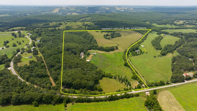 drone / aerial view with a rural view