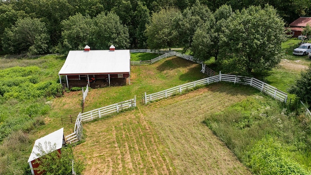 bird's eye view with a rural view