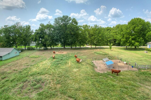 view of yard with a rural view