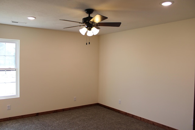 430 Park St, Taneyville, MO 65759 - unfurnished room featuring plenty of natural light, a ceiling fan, dark colored carpet, and recessed lighting