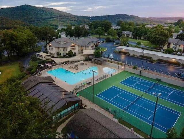 aerial view with a mountain view