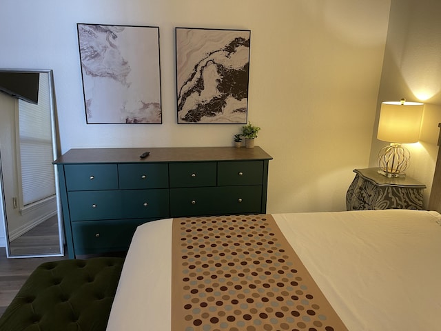 bedroom featuring dark hardwood / wood-style flooring