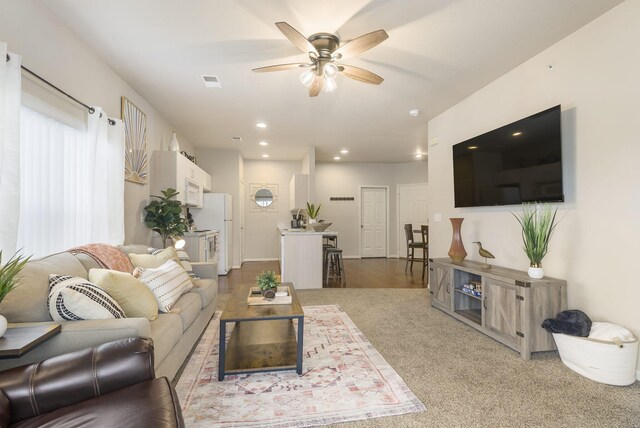 835 Fairview Unit 4, Branson, MO 65616 - carpeted living area with a ceiling fan, visible vents, and recessed lighting