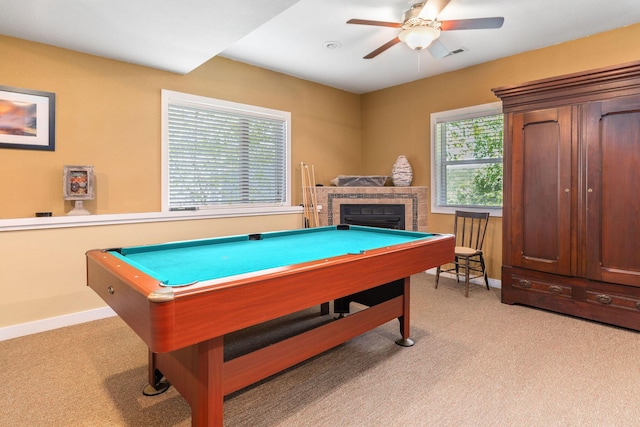 89 Turkey Trl, Blue Eye, MO 65611 - recreation room with billiards, light colored carpet, and ceiling fan