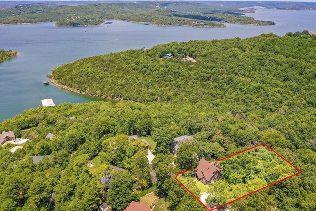 89 Turkey Trl, Blue Eye, MO 65611 - bird's eye view with a water view and a wooded view