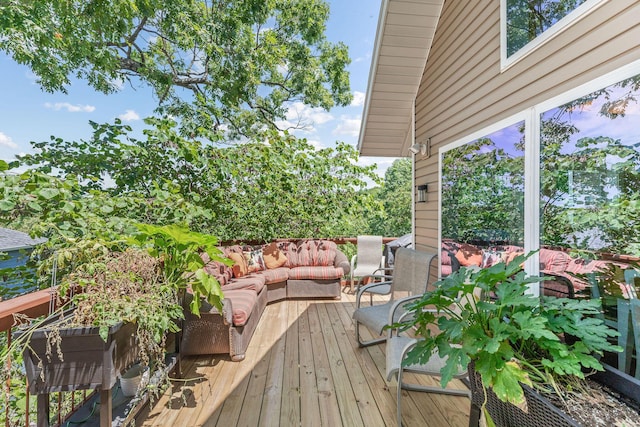 89 Turkey Trl, Blue Eye, MO 65611 - wooden terrace featuring an outdoor living space
