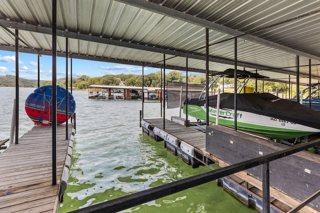 dock area featuring a water view