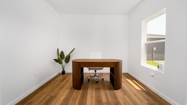 office space featuring wood-type flooring