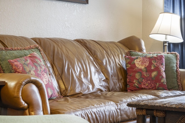 sitting room with a textured wall