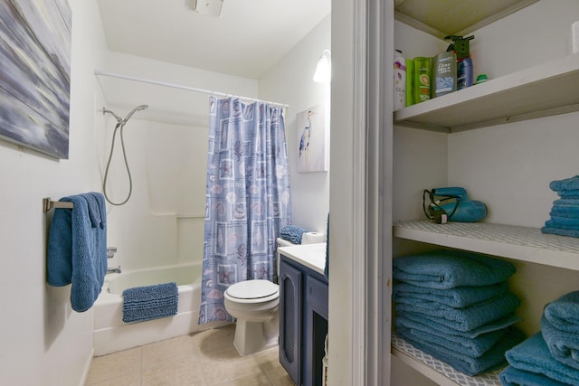 22016 Waters Edge Dr Unit 1A, 2B, 3C, Shell Knob, MO 65747 - full bath featuring shower / tub combo with curtain, toilet, vanity, and tile patterned floors