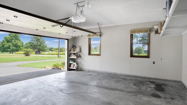 garage with a garage door opener