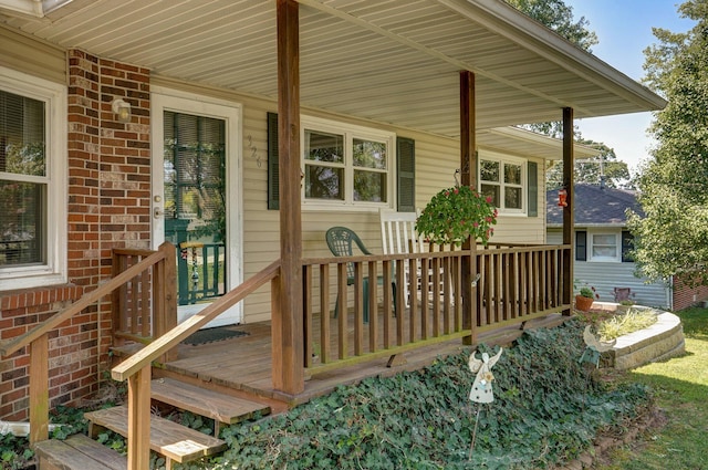 deck with covered porch