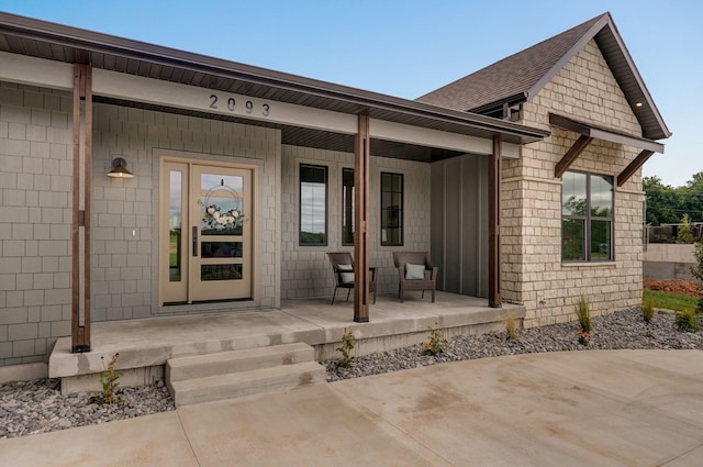 property entrance with a porch