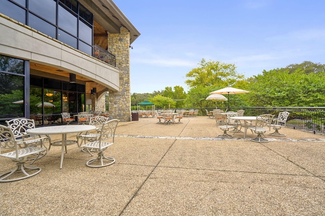view of patio / terrace with fence and outdoor dining area