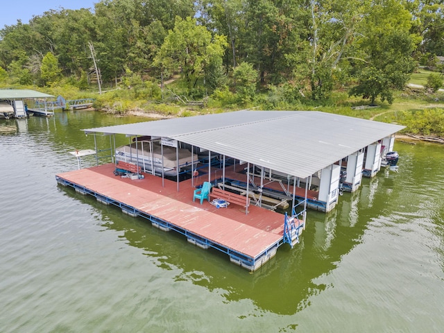 view of dock featuring a water view